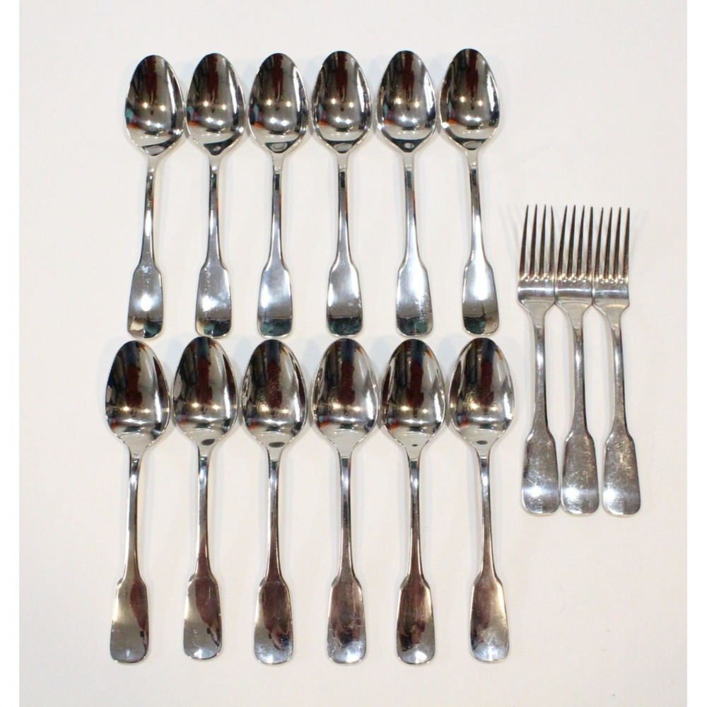 15 Piece Lot Ginkgo Helmick Alsace Stainless 18/8 Flatware
